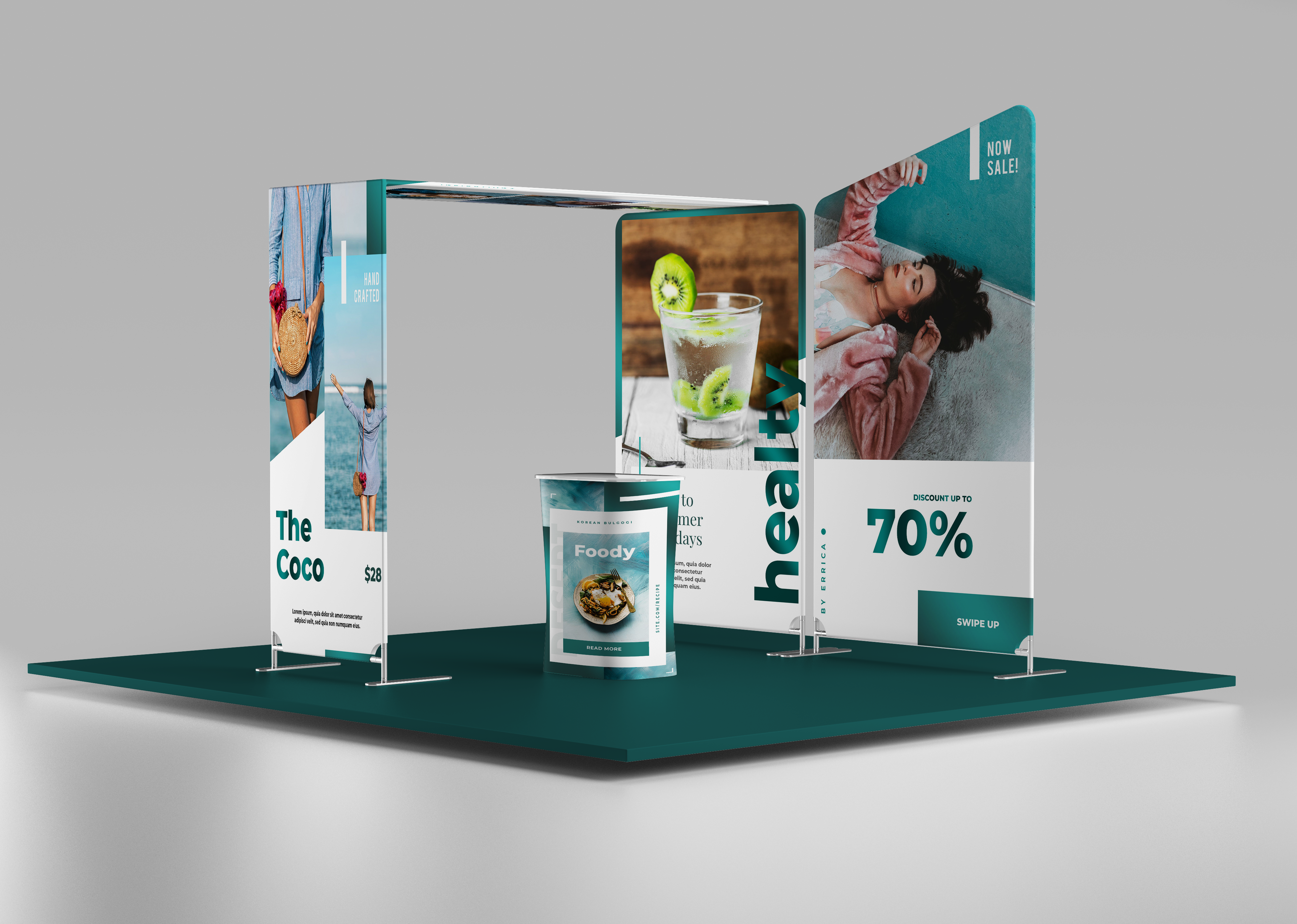 Custom exhibition booth design by Green Dot Ad Agency